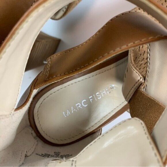 Marc Fisher 8 Brown Leather Cutout Booties Sandals Boho Western - Picture 7 of 9